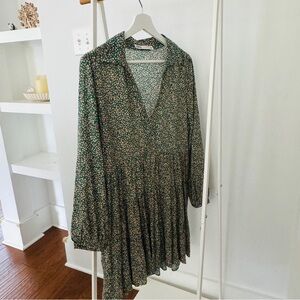 Zara Green Floral Patterned Dress